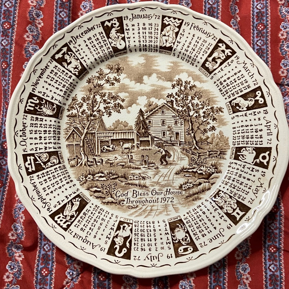 ALFRED MEAKIN Decorative GOD BLESS OUR HOUSE THROUGHOUT 1972 Calendar Plate